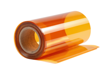 Orange Photographic Film Roll on Transparent Background