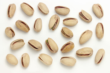 Fresh Pistachio Nuts on white background