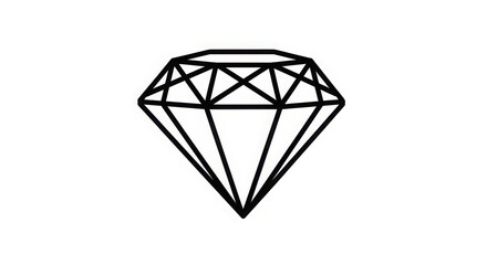 Classic gemstone icon simple diamond shape outline modern jewelry symbol graphic design element precious stone faceted