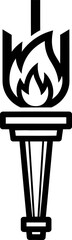 Bold Black and White Torch with Flame Icon