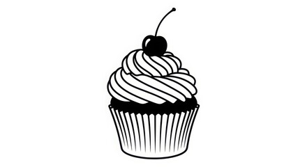 Classic cherry cupcake delight with swirled frosting and decorative paper liner a sweet treat for any occasion