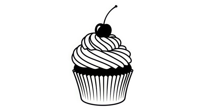 Classic cherry cupcake delight with swirled frosting and decorative paper liner a sweet treat for any occasion