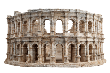 Ancient Roman Theatre Ruins Model on Transparent Background