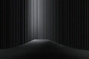 Dark, abstract, geometric interior with light shafts