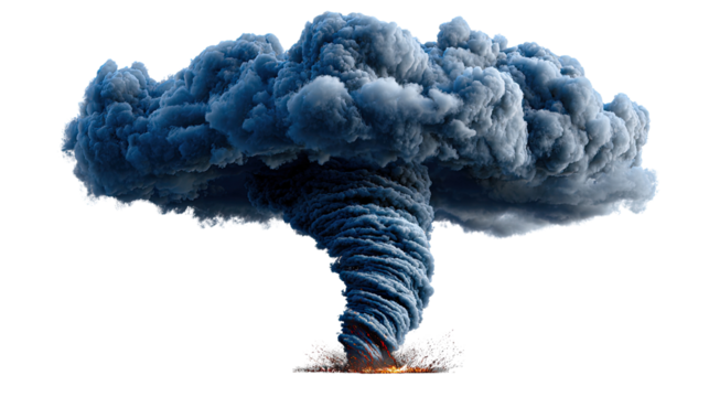 Tornado in the Sky: Capturing a dynamic scene, a powerful tornado spins ferociously across the canvas of a dramatic sky, highlighting nature's awe-inspiring power and the raw.