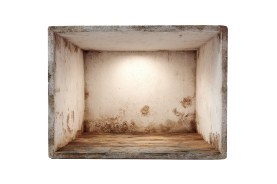 Empty weathered display room on transparent background - Powered by Adobe
