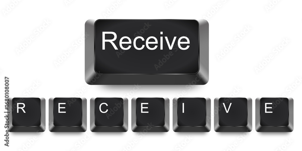 Poster receive computer key keyboard vector for digital communication, messaging, and email. useful for ill