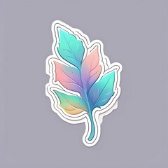 This colorful leaf sticker features pastel gradients on a neutral grey background, adding a touch of flair.
