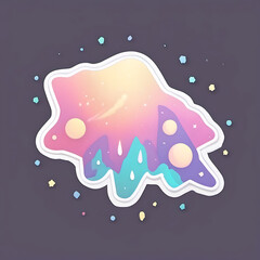 This creative illustration depicts a dreamy, layered design with a soft, pastel color palette and whimsical shapes.