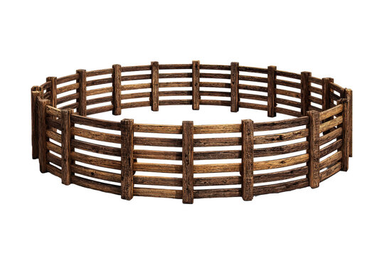 Wooden Round Pen Fence on Transparent Background