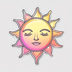 A charming sun illustration with closed eyes, creating a sense of peace and serenity.