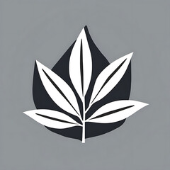 Minimalist white leaf design against a gray background, perfect for modern aesthetics.