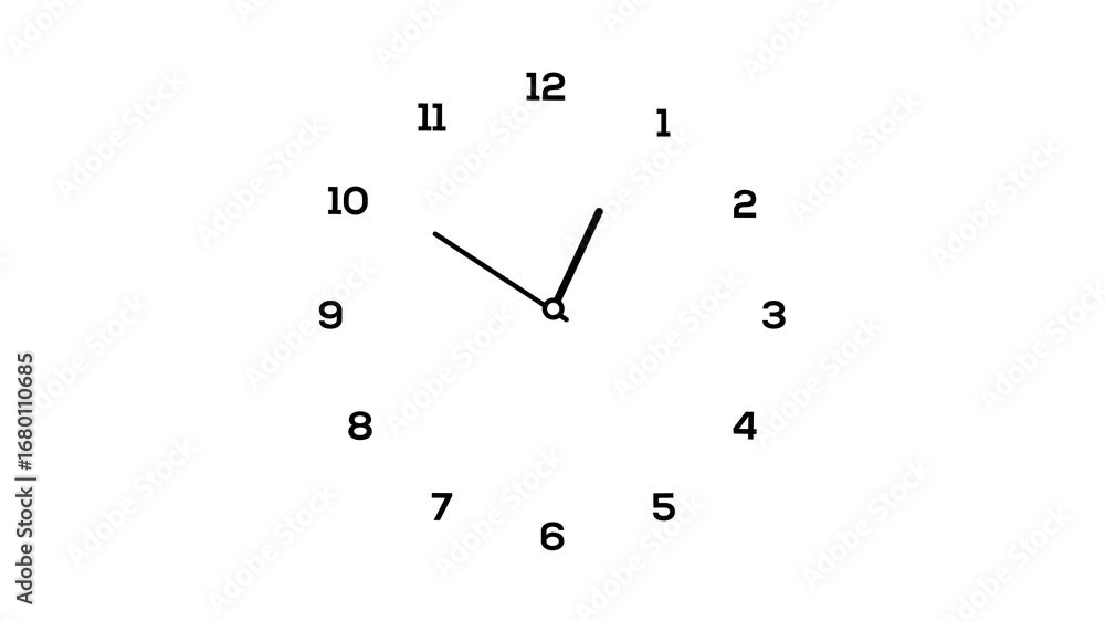 Aufkleber simple minimalist black 12 hour analog clock design on white background with full front view