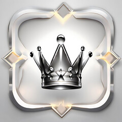A silver crown sits within a decorative frame, showcasing royalty and elegance.