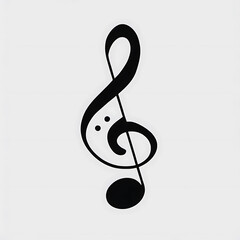 A sleek, isolated black treble clef stands out against a clean white backdrop.