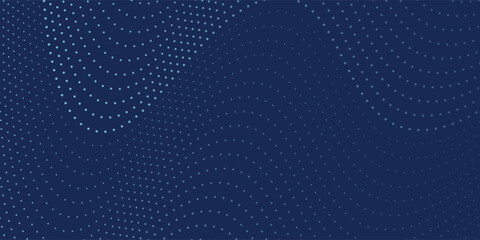 Modern abstract background featuring a digital wave made of glowing dots over a dark blue theme ideal for web and design use
