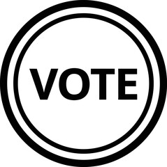 Black Vote Symbol with Double Circle Frame