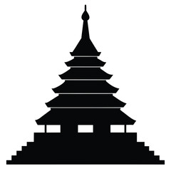 Tiered pagoda silhouette temple architecture