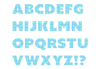 水色と緑の幾何学模様が入ったアルファベット大文字セットのイラスト｜教育,デザイン,フォント,学習,教材,広告,ポスター,ロゴ