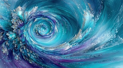 Abstract Swirling Teal Blue and Purple Design