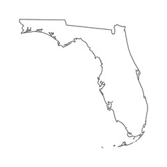 Detailed Outline Map of Florida State with Intricate Coastal Features.