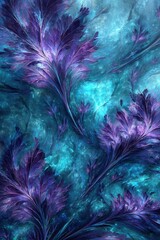 Obraz premium Abstract Floral Fractal Design With Purple And Turquoise Colors