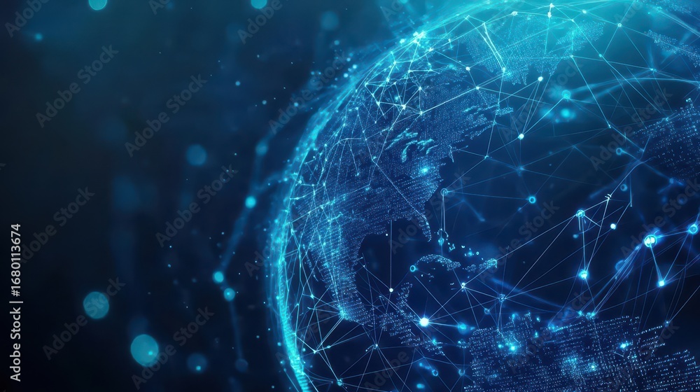 Aufkleber highly detailed digital globe of earth with interactive network connections and bright data points i