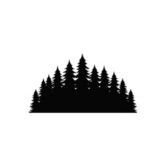 Obraz premium Silhouette of Evergreen Trees Dense Forest with Varied Heights and Needle Detail.