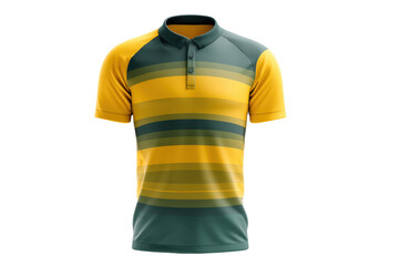 Green and Yellow Striped Rugby Polo Shirt Mockup