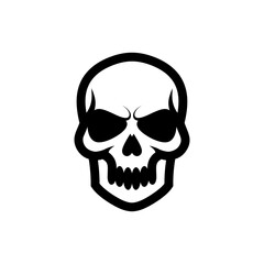 Fototapeta premium Stylized Skull with Shadowed Eyes and HeartShaped Nasal Cavity in Black.