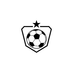 Obraz premium Stylized Soccer Ball Emblem with a Bold Star and Shield Outline.