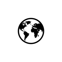 Fototapeta premium Stylized World Globe Icon with Continent Details and Circular Border.