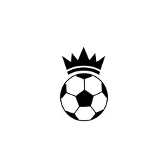 Stylized Soccer Ball with Regal Crown Black and White Graphic Design.
