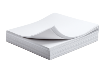 Stack of Blank White Paper Sheets on Transparent Background