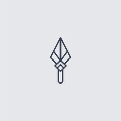 Spear arrowhead line art logo design. 