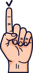 Cartoon Hand with Upward Finger and Checkmark