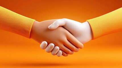 Cartoon Handshake Illustrates Partnership