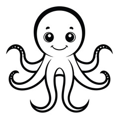 Cute Smiling Octopus Cartoon Vector Illustration