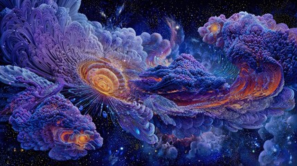 Obraz premium Colorful Pixelated Galaxy Nebula In Space