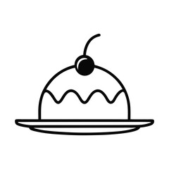 Delicious Cake with Cherry on Top Vector Icon