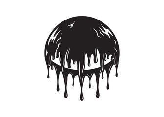 Dripping blood silhouette vector illustration with melting liquid borders, spooky horror theme, flowing black ink style for Halloween design.