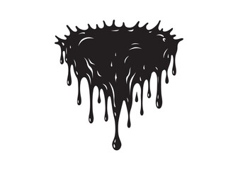 Melting blood drip silhouette stencil design, spooky dripping liquid borders in black horror style for Halloween decoration and graphic art.