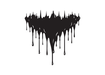 Melting blood drip silhouette stencil design, spooky dripping liquid borders in black horror style for Halloween decoration and graphic art.