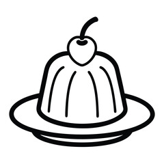 Jelly Dessert with Cherry on Plate – Sweet Food Vector Icon