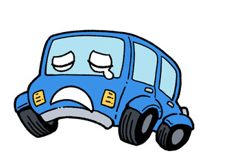しょんぼりな車(青)