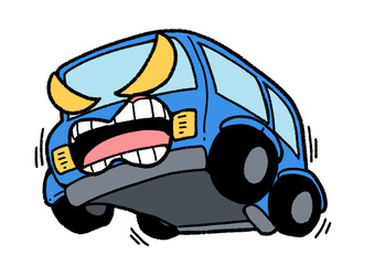 怒っている車(青)