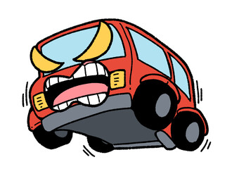 怒っている車(赤)