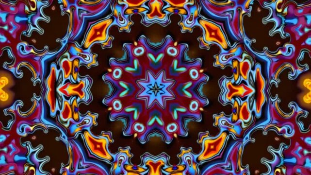 Geometric Symmetry Animation with Colorful Fractal Mandala Forms