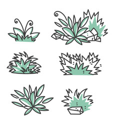 doodle grass stone collection sketch