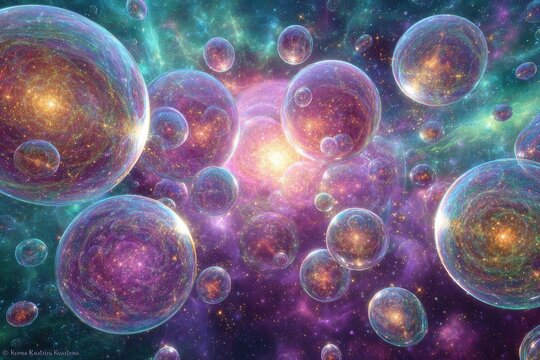 Fototapeta Colorful Sparkling Bubbles In Cosmic Space